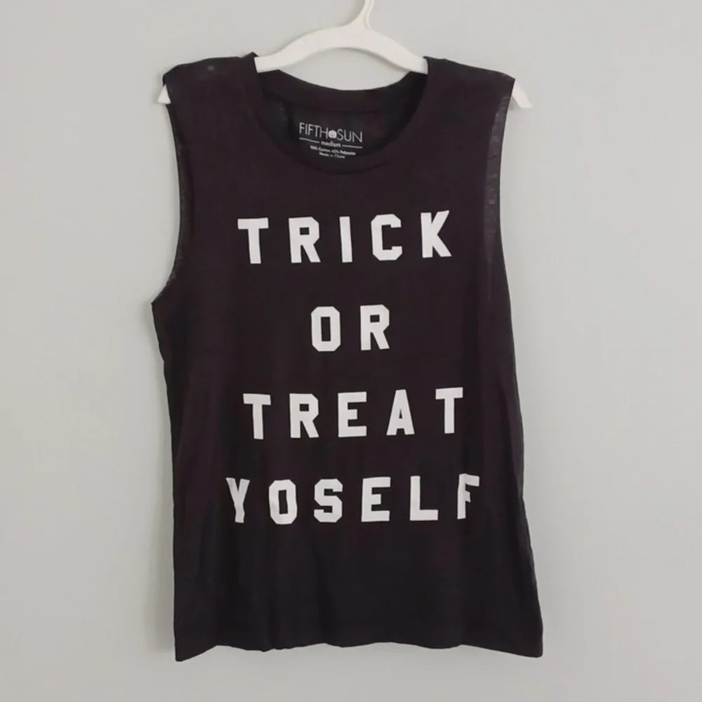 Trick Or Treat Yoself Halloween Tank Top (New) - Picture 1 of 1